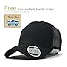 Vintage Year Plain Cotton Twill Mesh Snapback Trucker Baseball Cap + Free Sew/Iron on Camper Patch (Black B)