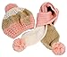 Kids Pom Pom Winter Hat and Scarf Set Warm Knit Beanie Cap and Long Scarf,Pink