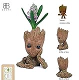 BABEE Baby Groot Flowerpot Figure Toy Baby Groot Antistress Guardians 2 Tree Man Pen Container Baby Room Decor (Flowerpot Groot with hole for drainage)