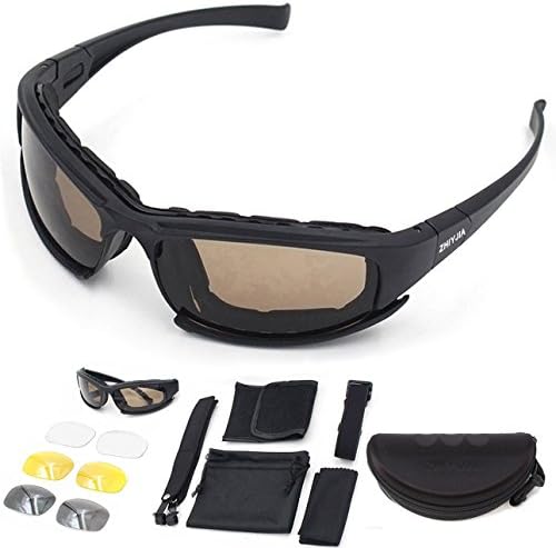 ZHIYIJIA Sports Sunglasses Polarized Motorcycle Goggles Padded Strap UV 4 interchangeable Lens For Men Women Bicycle Motocross Skiing Running