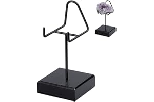 AHANDMAKER Wood Display Stand with Metal Arms Small Easel with Base for Shark Tooth Mineral Agate Rocks Crystal Gemstones Fos
