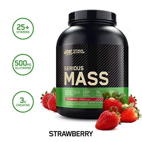 OPTIMUM NUTRITION Serious Mass Weight Gainer Protein Powder, Strawberry, 6 Pound (Packaging May Vary)