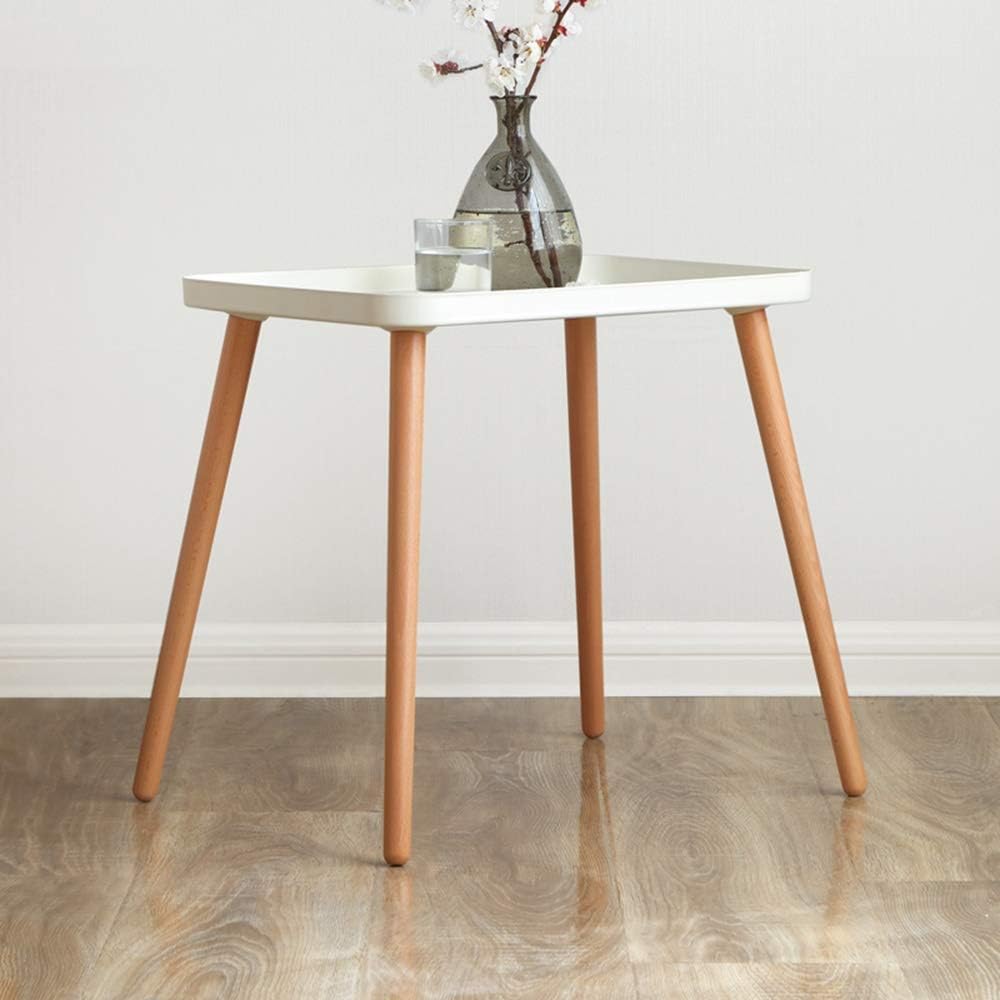 Mesa auxiliar de roble con bandeja de metal, color blanco, MK ...