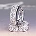 GULICX White Gold Plated Brass Hoops Huggie Earrings Princess Cut CZ Sleeper Earrings Diameter 14 mm