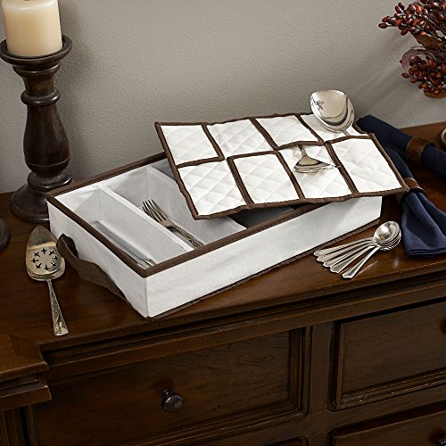 Household Essentials Flatware Storage Chest with Separate Serving
