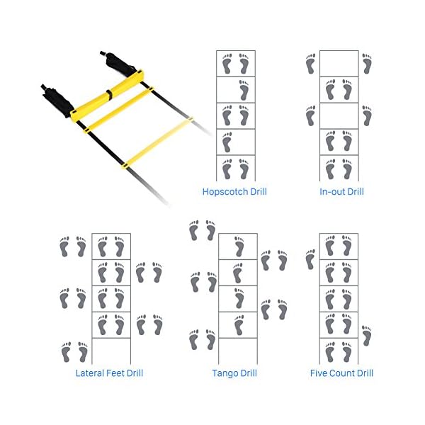 GHB Pro Agility Ladder Agility Training Ladder Speed 12 Rung 20ft with Carrying Bag