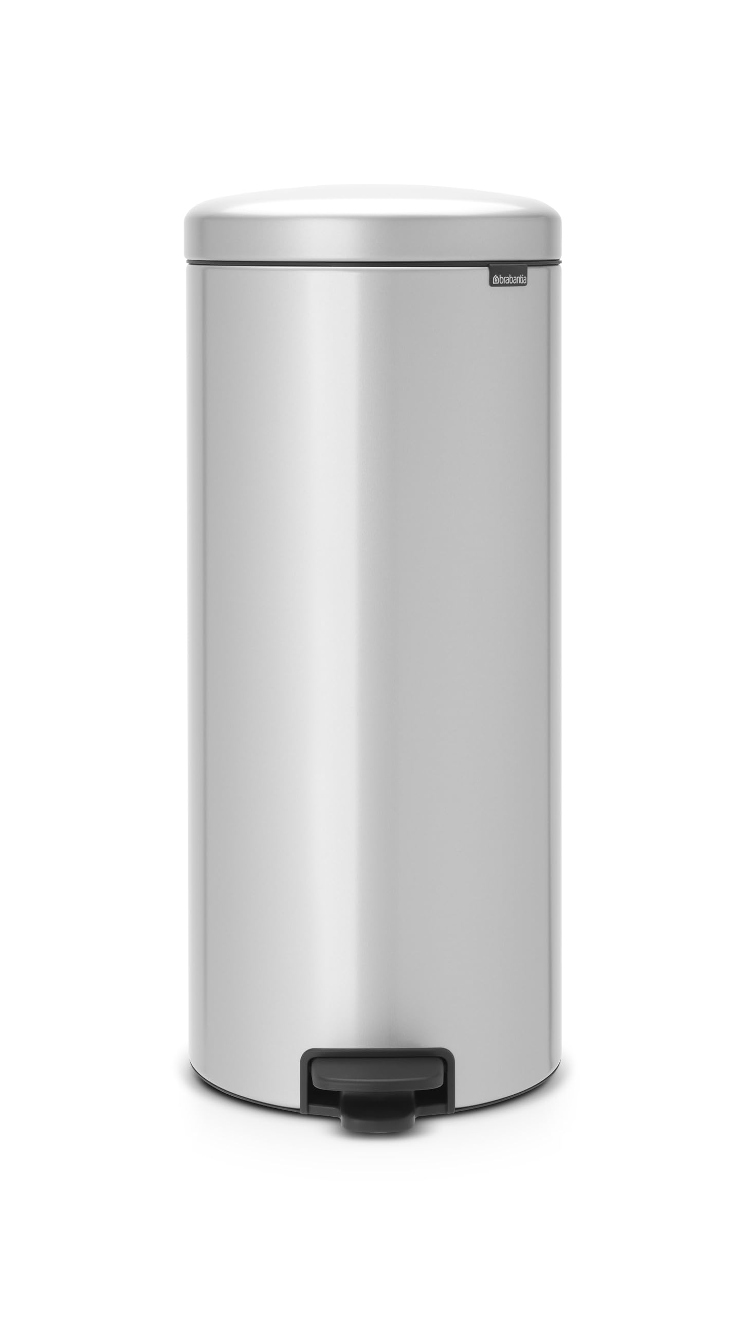 Brabantia NewIcon Pedal Bin 30 L (Metallic Grey) Soft-Closure Kitchen Rubbish Bin with Removable Inner Bucket + Free Bin Bags