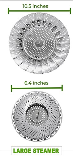 LARGE Vegetable Steamer Basket Set - 2x Steamer Inserts for Instant Pot + Safety Tool - 100% Stainless Steel - Pressure Cooker & Instant Pot Accessories, Pot in Pot - Egg Rack
