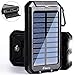 Solar Charger,F.DORLA 20000mAh Portable Outdoor Waterproof Mobile Power Bank,Camping External Backup Battery Pack Dual USB 5V 1A/2A Output 2 Led Light Flashlight with Compass for Tablet iPhone Android