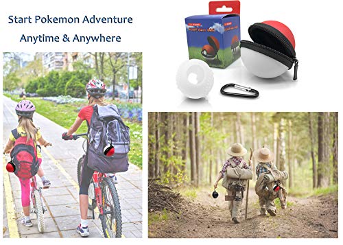 Portable Carrying Case for Nintendo Switch Pokemon Ball Plus Controller, 2in1 Accessory Bag for Pokemon Lets Go Pikachu Eevee Game for Nintendo Switch Carrying Case+Silicone Cover (White Red)