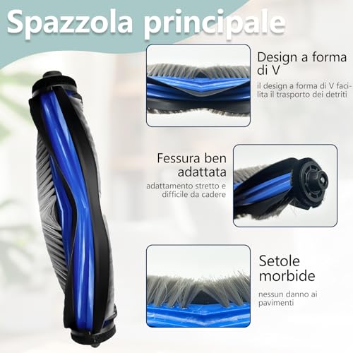 24 Pieces Accessories for Ecovacs Deebot T80 Omni/T80/X8 Pro Omni/X8 Omni, 2 Main Brushes, 2 Mop Cleaning Rollers, 6 Filters, 6 Dust Bags, 6 Side Brushes, 2 Cleaning Tools