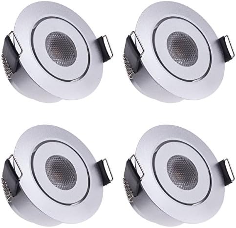 Sensati Small Shallow Miniature LED Recessed Downlight Spot Dinner Set 4 Pieces Height, Dimmable, 840 Lumen Includes driver, enclosure colour: cold white CW Silver T096 4 S [Energy Class A]