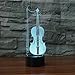 Christmas Gift Violin 3D Illusion Birthday Present Lamp, Gawell 16 Color Changing Touch Switch Table Desk Decoration Night Light with Acrylic Flat & ABS Base & USB Cable Toy for Music Lover
