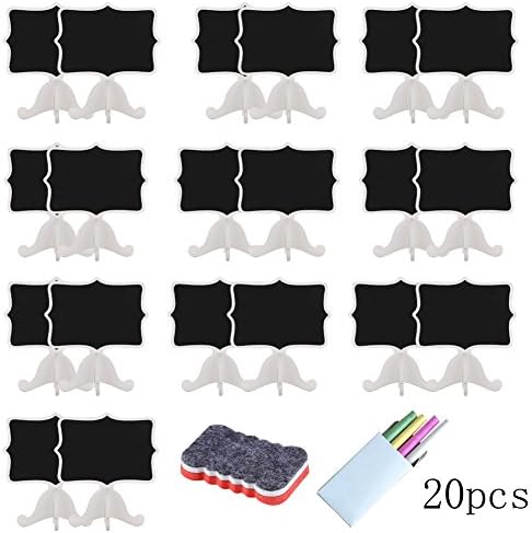 Lesirit Mini Chalkboards with Easel Stand the Place Card Message Sign Board (20 pcs, A, White)