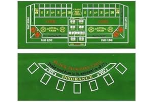 Bello Games New York, Inc. Craps & Black Jack Table Cover with Two Dice & One Deck of Playing Cards 36" x 24" OR 72" X 36"