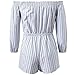 Sunm boutique Casual Off Shoulder Striped Short Rompers and Jumpsuits For Women(S, Blue)