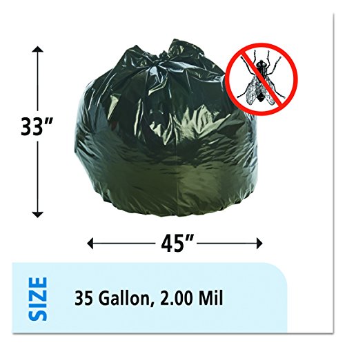 Stout Insect-Repellent Trash Bags with Pest-Guard, 35 Gallons, 2 Milliliters, 33 x 45, Black, 80/Carton (P3345K20) - Thumbnail 7