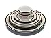 Royalty Porcelain 20-Piece Old-Fashioned White Dinnerware Set, Black Trim with Gold-plated Greek pattern, Service for 4