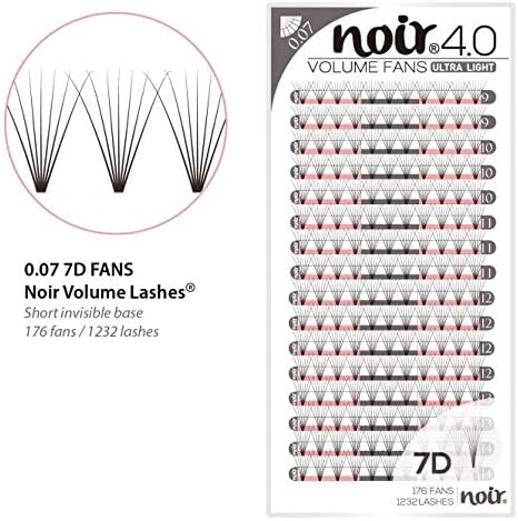 Noir Volume Lashes Pre Made Fan Eyelash Extensions 7D D curl 0.07 15mm Short Stem Russian Lashes