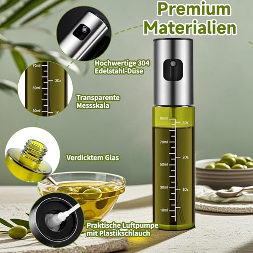 Oil Sprayer for Kitchen 2 Pack UV Protection Oil Sprayer Bottle 100% BPA Free for Edible Oil Hot Air Fryer Oil Bottle