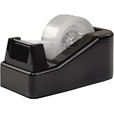 Yiautao 1Pcs Desktop Tape Dispenser with Weighted Nonskid Base, Black | [Tape not Included] [Adhesive Roll Holder]