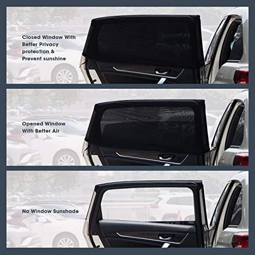 TWING Car Window Sun Shade Breathable Mesh Car Rear Side Window Shade Sun Visor Protector Blocks 99% UV Rays Keeps Your Vehicle Cool Car Mosquito Net Curtains for Most Sedans SUV Truck (Universal Fit)