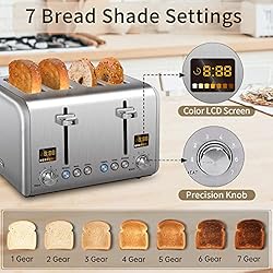 SEEDEEM 4 Slice Toaster, Stainless Steel Bread