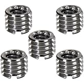 Foto&amp;Tech Metal 1/4 inch to 3/8 inch Tripod Thread Adapter, Easy Mount Convert Screw Adapter for Tripod Monopod Ballhead, Reducer Bushing for Camera Video Equipment DSLR SLR Mic Boom Stand (5 Pieces)
