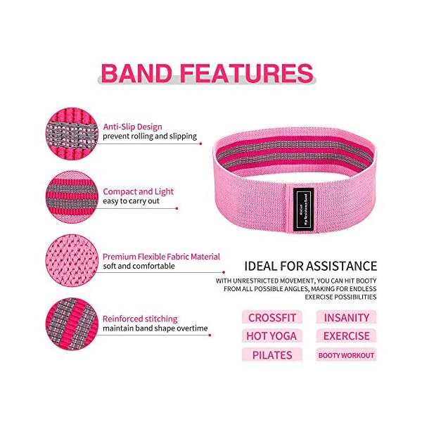 Resistance Bands [Set of 3], Fabric Resistance Hip Bands Set with 3 Resistance Levels for Hips & Glutes,Workout Booty…