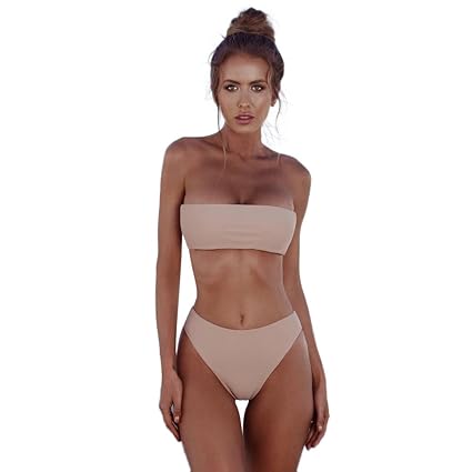 KIMODO Damen Bikinis Bandage Bikini Sets Bademode Push up Bikinioberteil Strandkleidung Schwarz Weiß