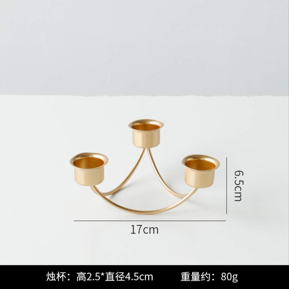 CFLFDC Candlestick Nordic Iron Candlestick For Restaurant Office Desktop Center Gold Triple Candlestick