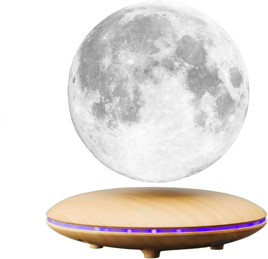 AOXIN Moon Lamp, 3D Printing Magnetic Levitation Moon Light Lamps with 360 Auto Rotating and 4 Working Light Modes - for Home、Office Decor, Creative Gift (5.5 Inch)