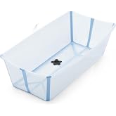 Stokke Flexi Bath X-Large Baby Bathtub - 31.5 x 15.7 x 9.4 in, Ocean Blue | Best for Infants &amp; Toddlers - Lightweight, Foldable &amp; Easy to Store - Convenient to Use for Travel or at Home