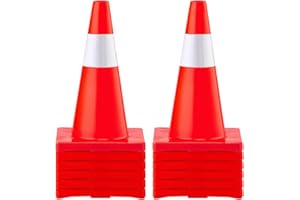 VEVOR Traffic Cones 12Pack, Safety Road Parking Cones18" PVC Base, Orange Traffic Cone with Reflective Collars, Hazard Constr