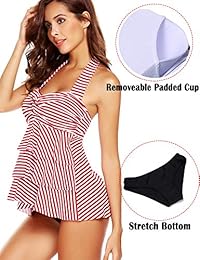 Bañador para dama con volantes a rayas, tankini de dos piezas con bragas