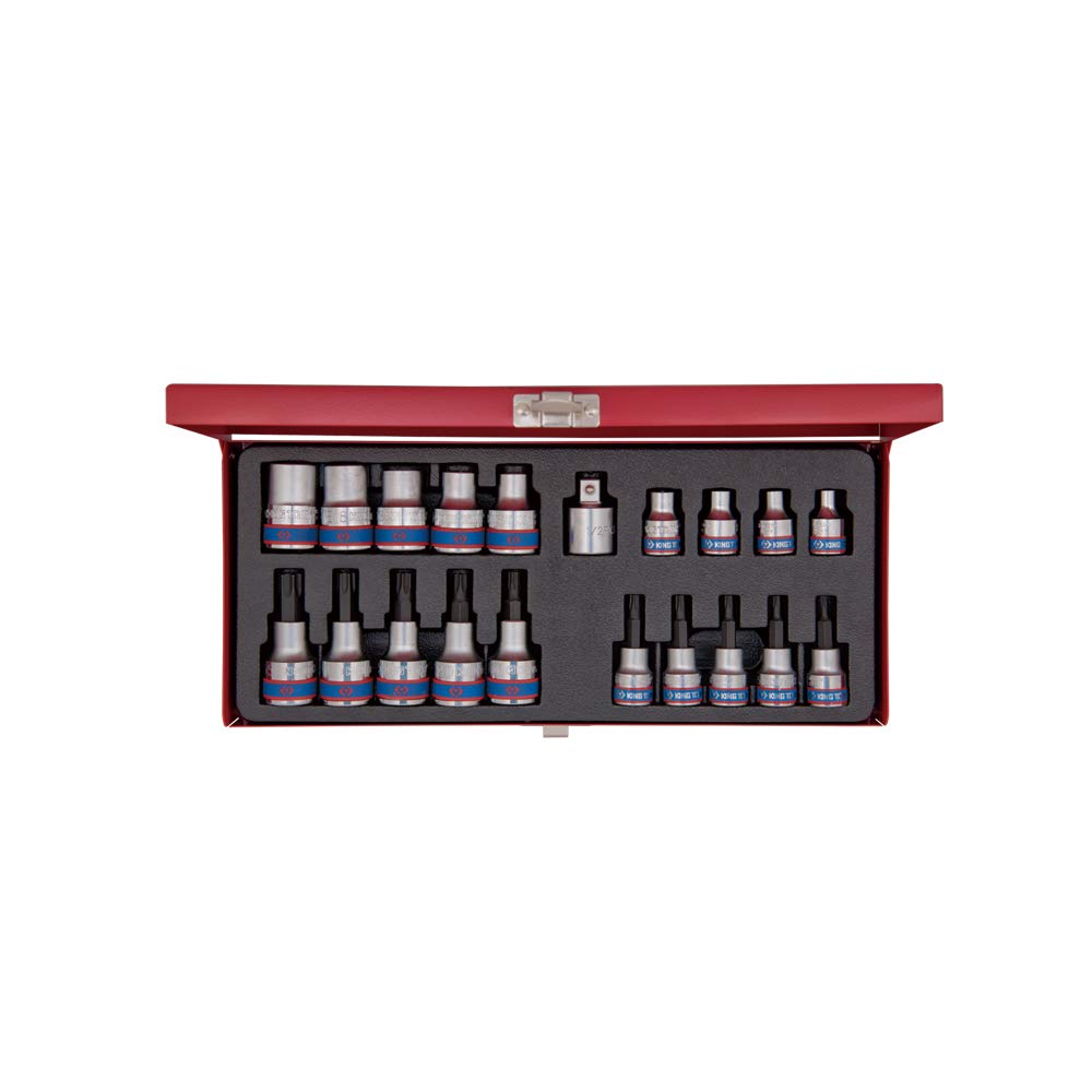 KING TONY 7120PR01 Tamper Torx Bit Socket Set, 3/8 / 1/2-inch, Set of 20
