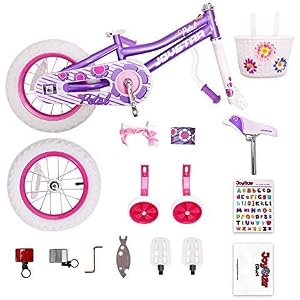 JOYSTAR 16 Inch Kids Bike with Streamer Basket & Training Wheels for 4-6 Years Girls
