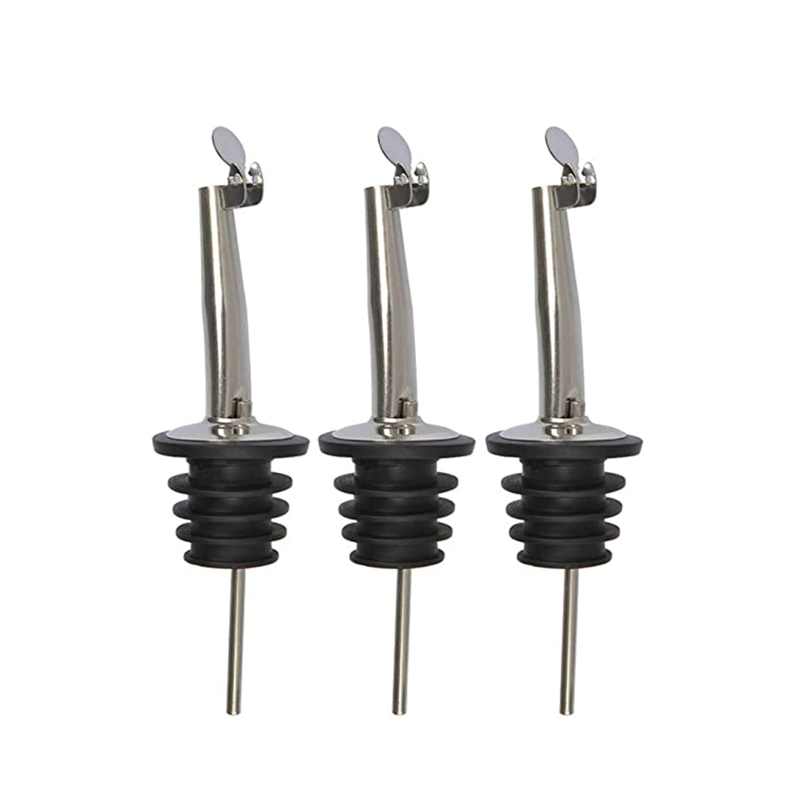 3 Pcs Bottle Pourer Liquor Pourer Stainless Steel Freeflow Liquor Spirits Pourer Automatic Flap Wine Pouring Device for Olive Coffee Vinegar Bottles (Stainless_Steel)…