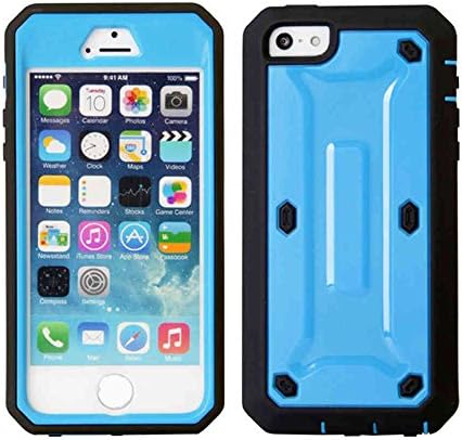 Casbay Apple Phone Case Shock Proof Water Impact Resist Dual Layer Full-Body Protective with Front Cover and Built-in Screen Protector Phone Shell for iPhone 5/5s/SE Blue