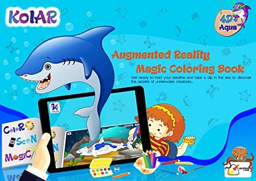 Avidia Aqua Colar كتاب تلوين واقعي منقوع ألوان سحرية إبداعية حية كتاب رقمي مخلوقات مائية نادي المعجبين للأعمار من 3 إلى 10 سنوات هدية تعليم الفنون للأولاد والبنات قائم على التطبيق Amazon Ae