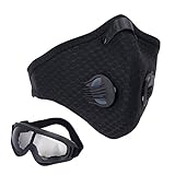 Activated Carbon Dust Mask Motorcycling Goggle Pack of 2 Dustproof Face Mask Filtration Exhaust Gas Anti Pollen Allergy PM2.5 Dust Mask Filter Ski Glass for Motorcycling Cycling Running