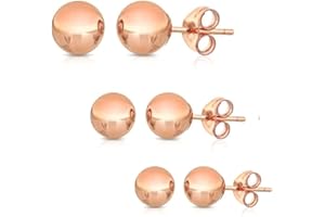 PORI JEWELERS .925 Sterling Silver Ball Stud Earrings (3-Pair-Pack) 3MM 4MM AND 5MM… Choose your color