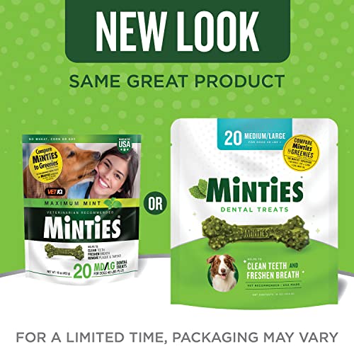 Minties VetIQ Dog Dental Bone Treats, Dental Chews for Medium/Large