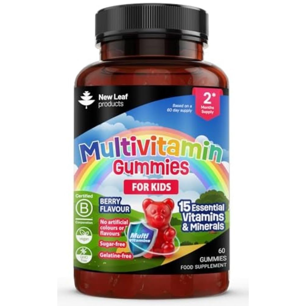 Multivitamins for Children Kids Sugar Free Multivitamin Gummies Two Months + Zinc 15 Essential Vitamins A, B3, B5, B6, B7, B9, B12, C, D3, E with Minerals, Gluten-Free Vegan Halal Multivits for Kids