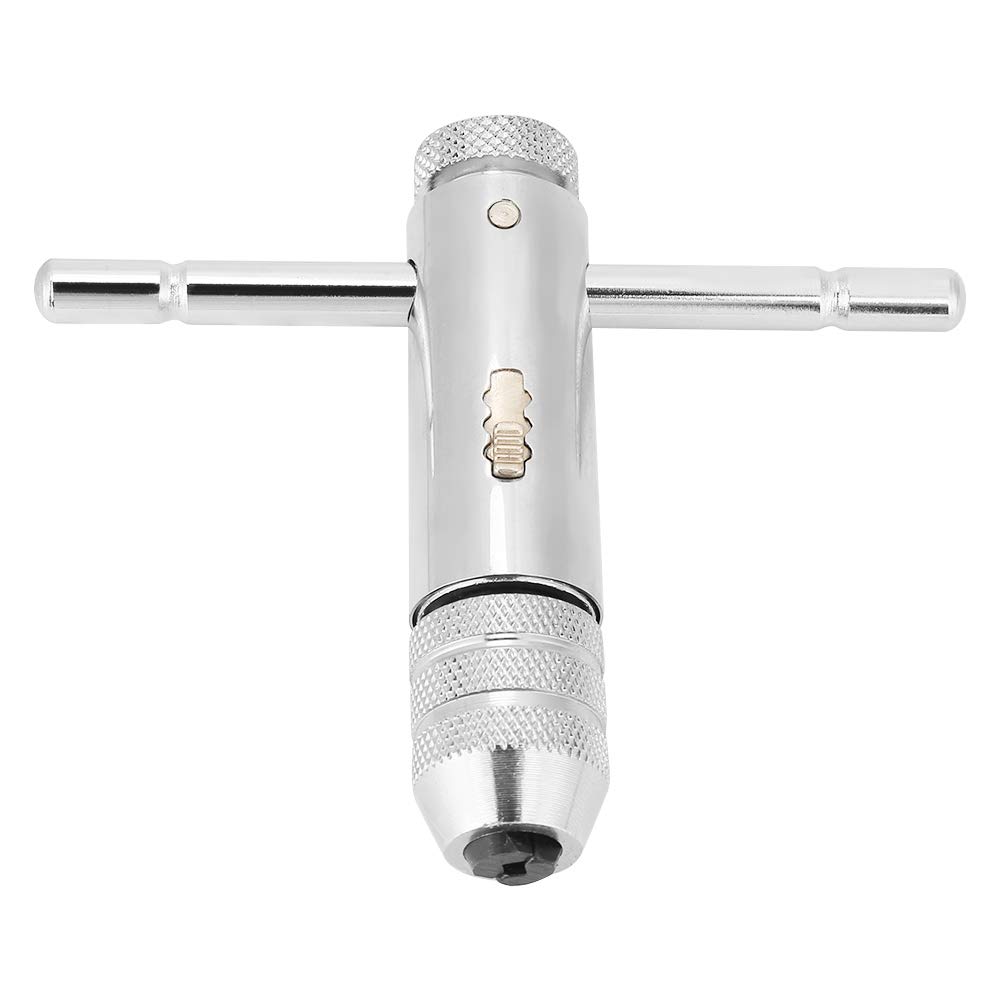 T-Handle Ratchet Tap Wrench, Adjustable T Bar Wrench, Hand Machine Ratcheting Screw T-Shaped Tapping Thread Metric Plug Tapper Tool ,Tap & Die Set (M3-M8)