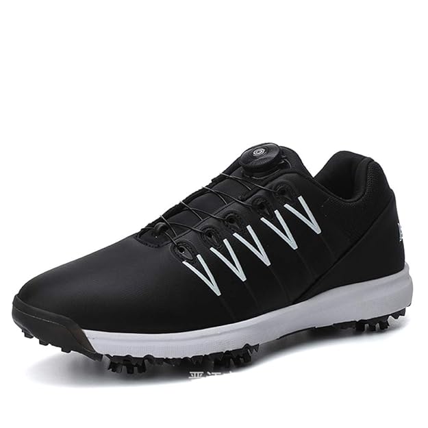Golf Shoes Mens UK Black BOA No Laces, Golf Shoes Spikes Callaway