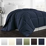 Beckham Hotel Collection 1800 Series - All Season - Luxury Goose Down Alternative Comforter - Hypoallergenic  - Full/Queen - Navy
