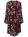 Romwe Women's Loose Long Sleeve Keyhole Flowery Floral Beach Dress Burgundy L