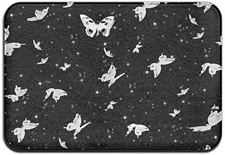 White Butterflies Star Sparkle Door Mats Outdoor Mats