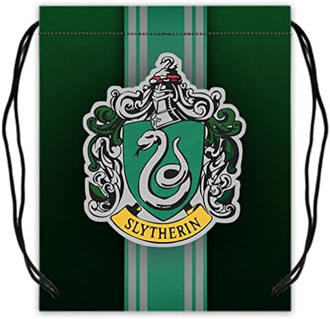 Green Slytherin Harry Potter Print Fashionable Polyester Fabric Basketball Drawstring Bags Gym Drawstring Tote